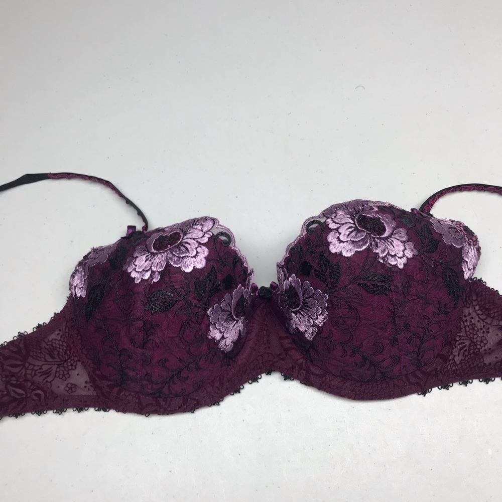 Kris Line WINE/BLK/PNK  Balconette 32D UK /32C US, *P1070